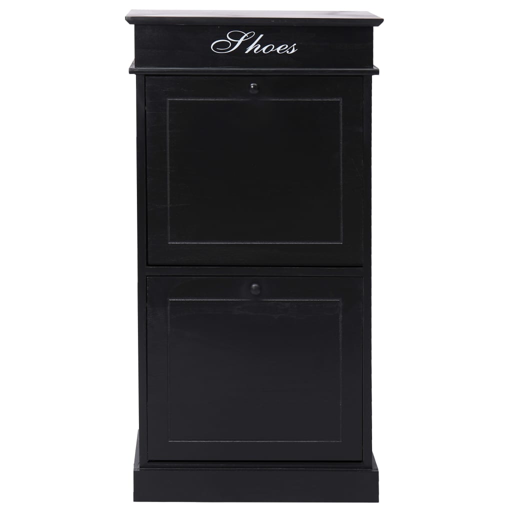 Shoe Cabinet Black Paulownia Wood