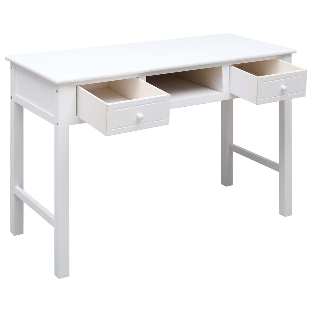 Writing Desk 2 Drawers White Wood