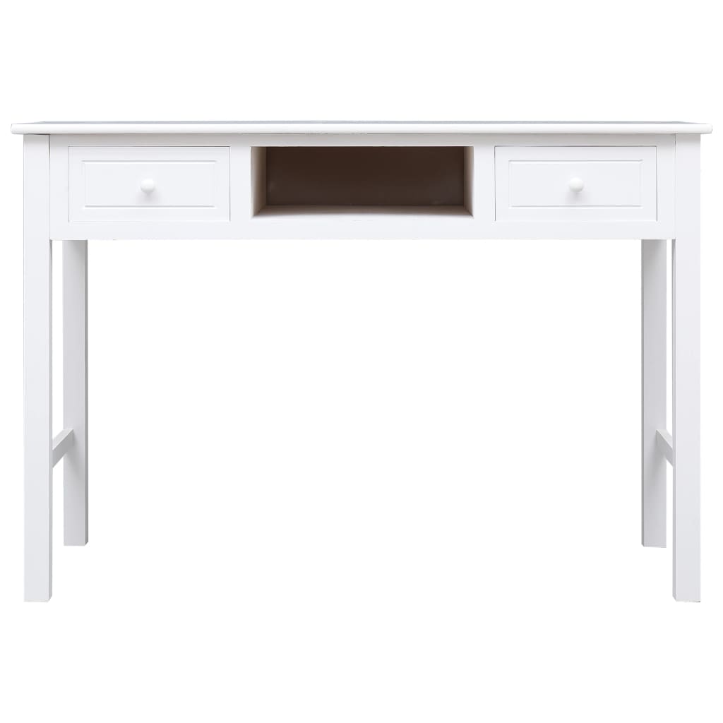 Writing Desk 2 Drawers White Wood