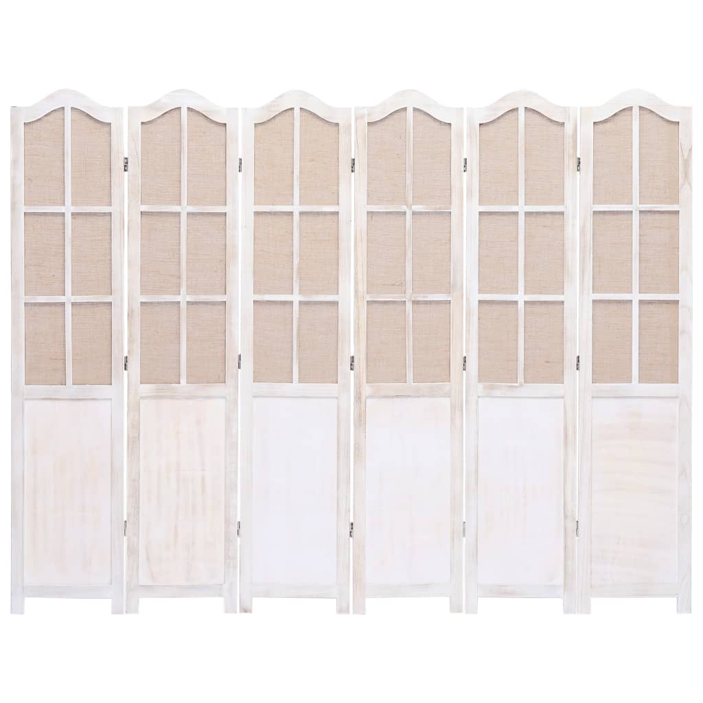 6-Panel Fabric Room Divider White