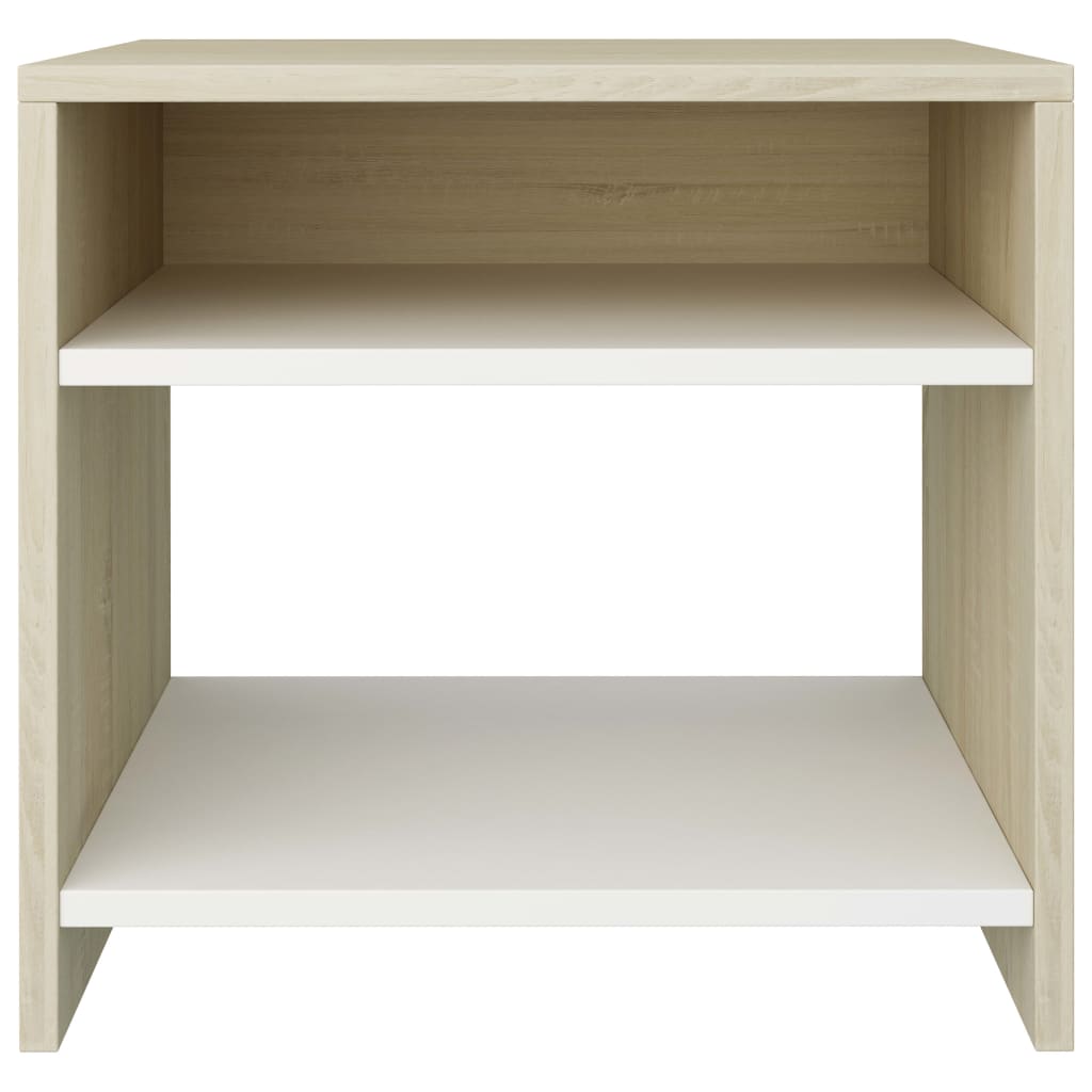 Bedside Cabinets 2 pcs White and Sonoma Oak Chipboard