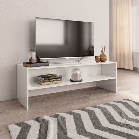 TV Cabinet High Gloss White Chipboard