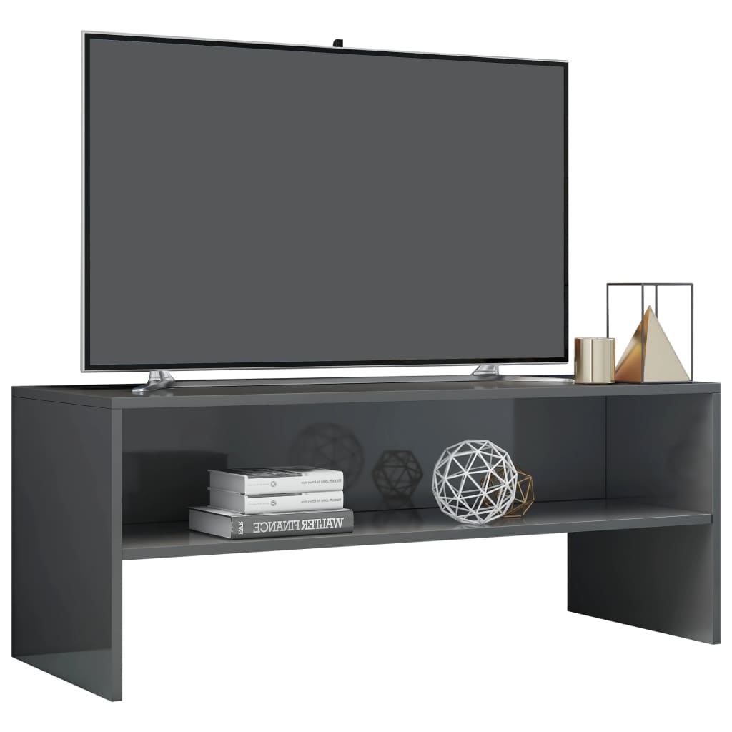 TV Cabinet  High Gloss Grey Chipboard