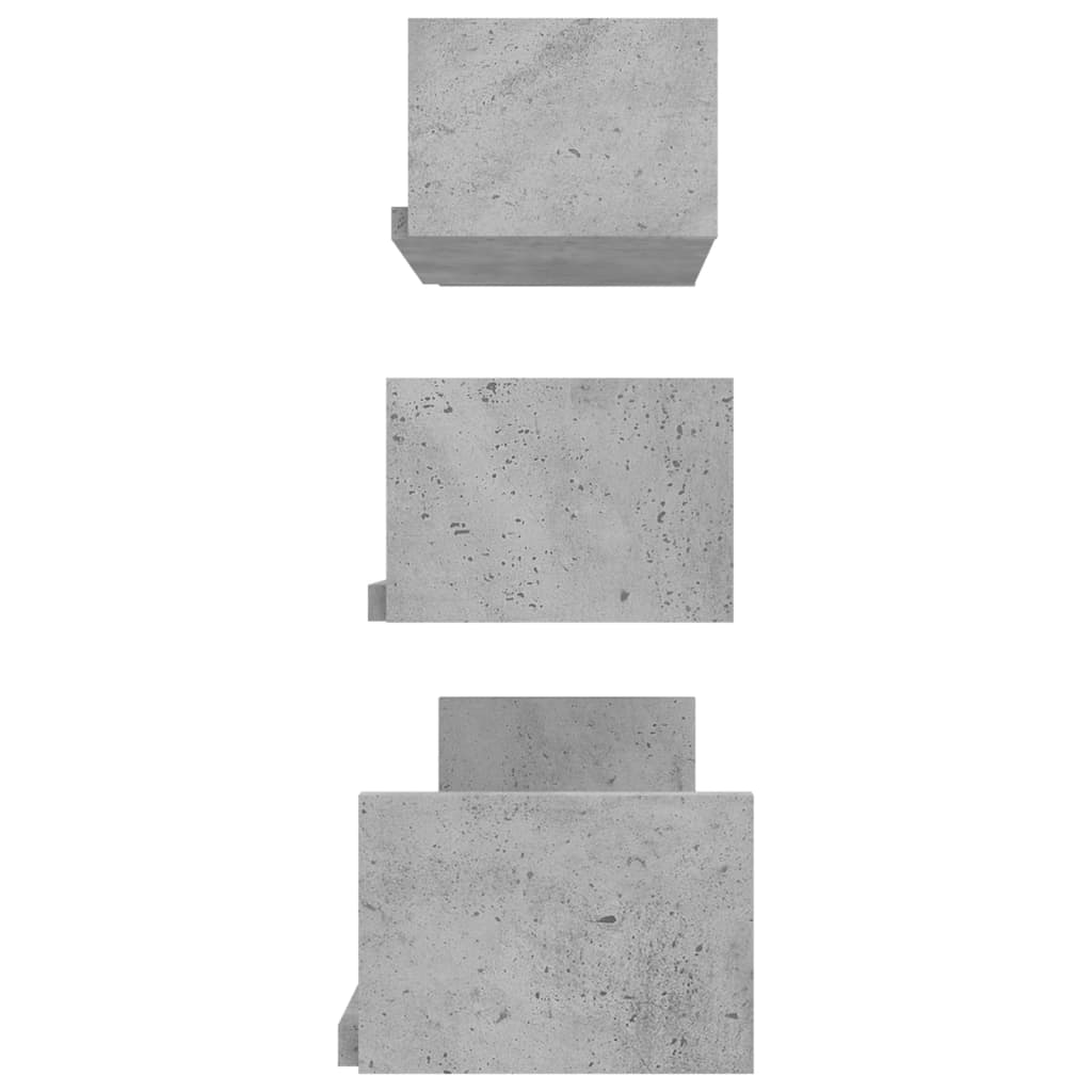 Wall Display Shelf 3 pcs Concrete Grey Chipboard