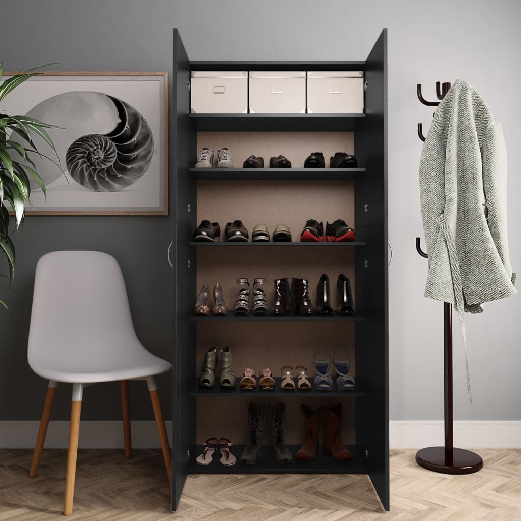 Shoe Cabinet Black Chipboard