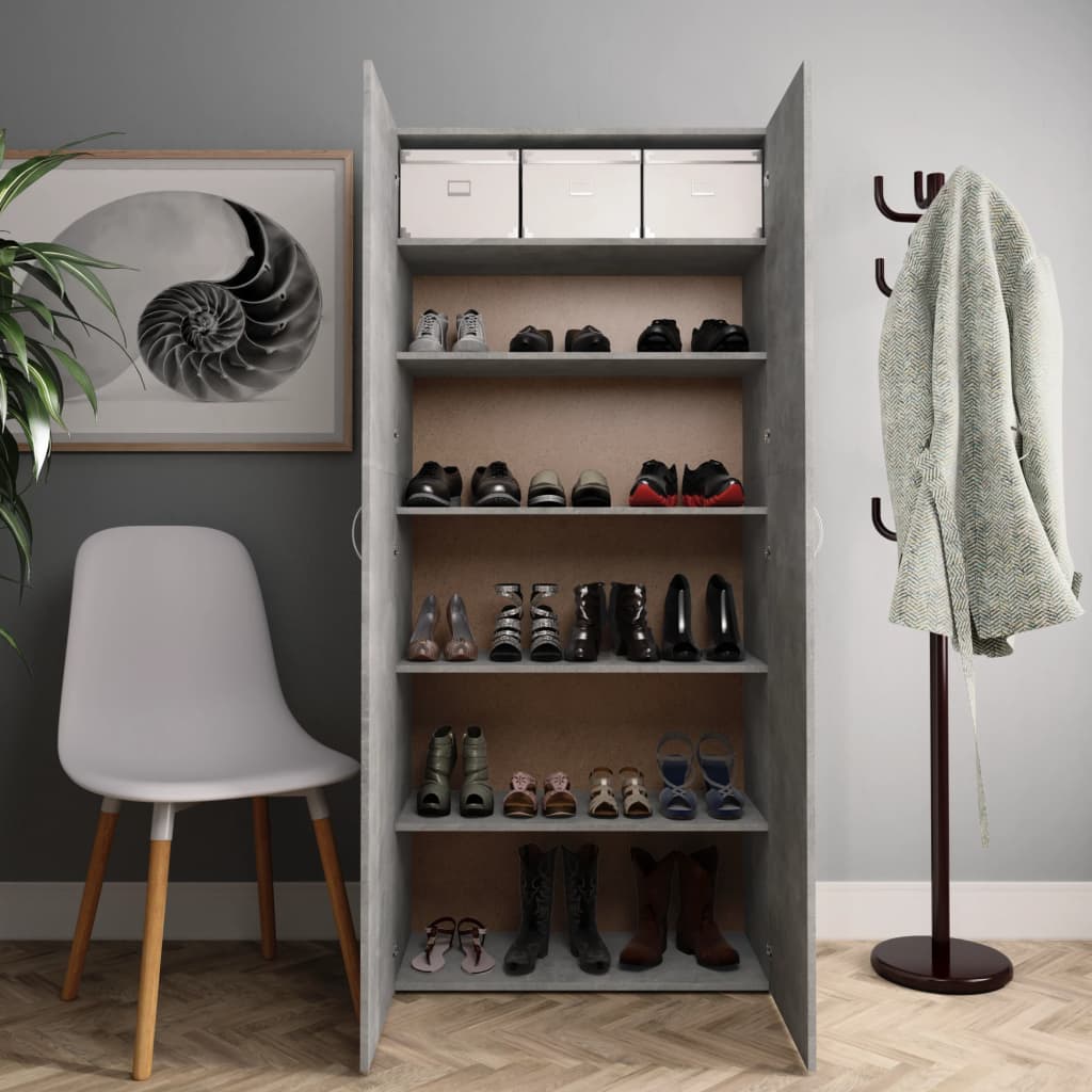 Shoe Cabinet Concrete Grey Chipboard