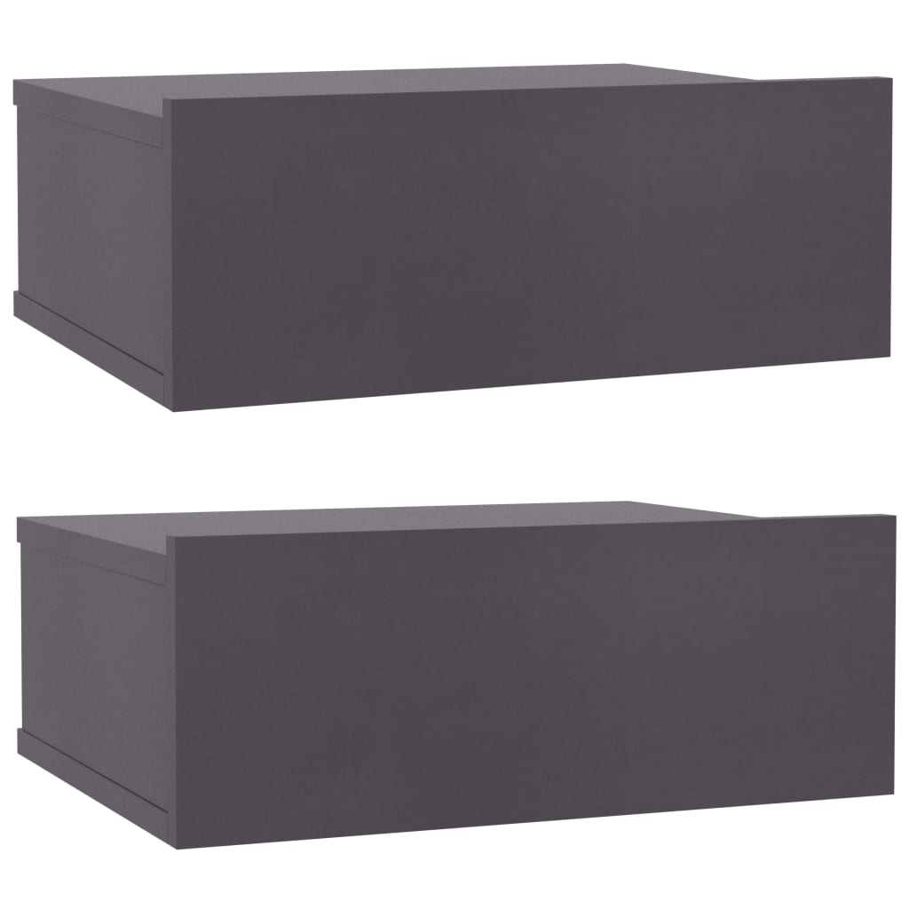 Floating Nightstands 2 pcs Grey Chipboard