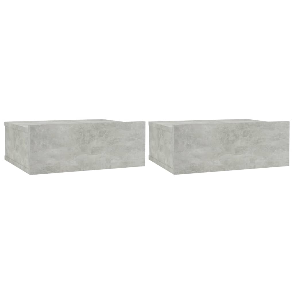 Floating Nightstands 2 pcs Concrete Grey Chipboard