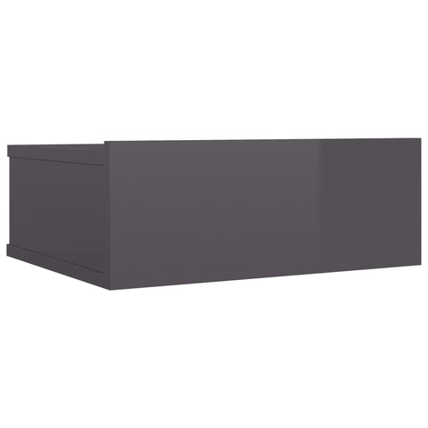 Floating Nightstand High Gloss Grey Chipboard