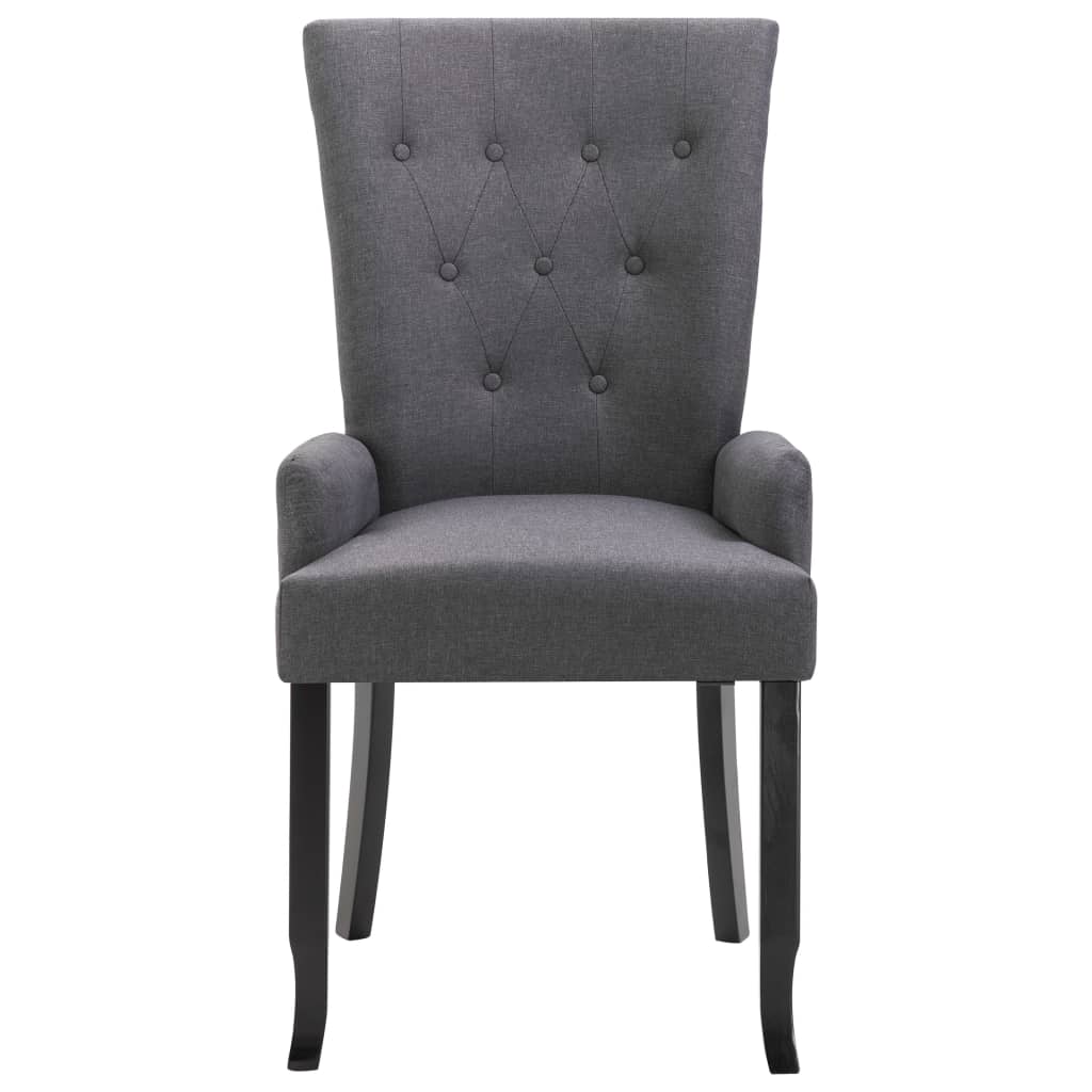 Dining Chairs with Armrests 2 pcs Dark Grey Fabric