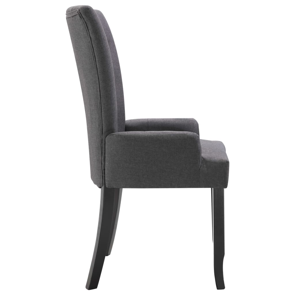 Dining Chairs with Armrests 2 pcs Dark Grey Fabric