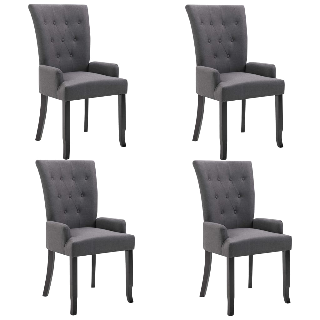 Dining Chairs with Armrests 4 pcs Dark Grey Fabric