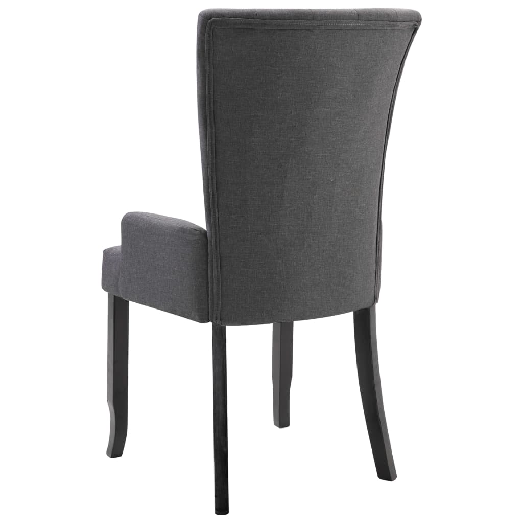 Dining Chairs with Armrests 4 pcs Dark Grey Fabric