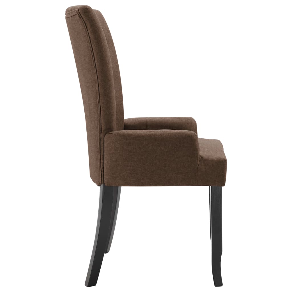 Dining Chairs with Armrests 4 pcs Brown Fabric