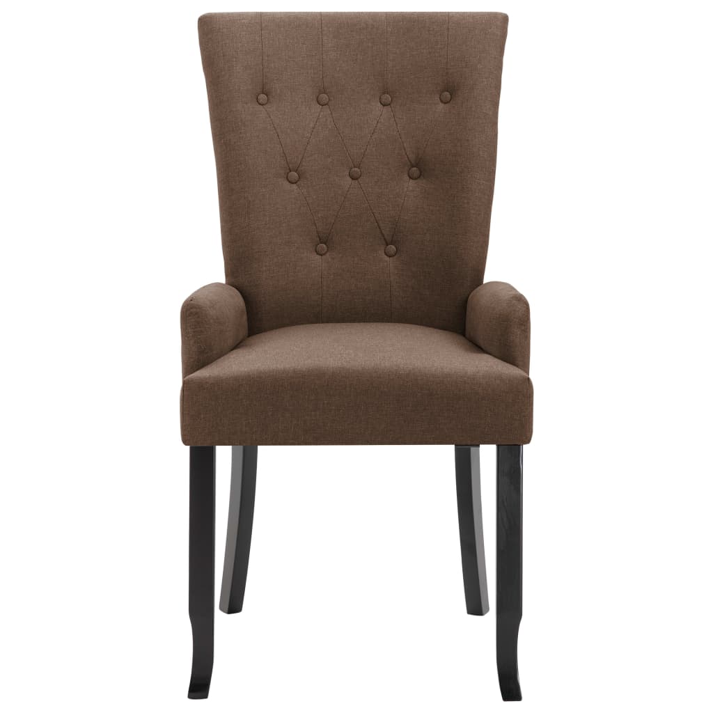 Dining Chairs with Armrests 6 pcs Brown Fabric