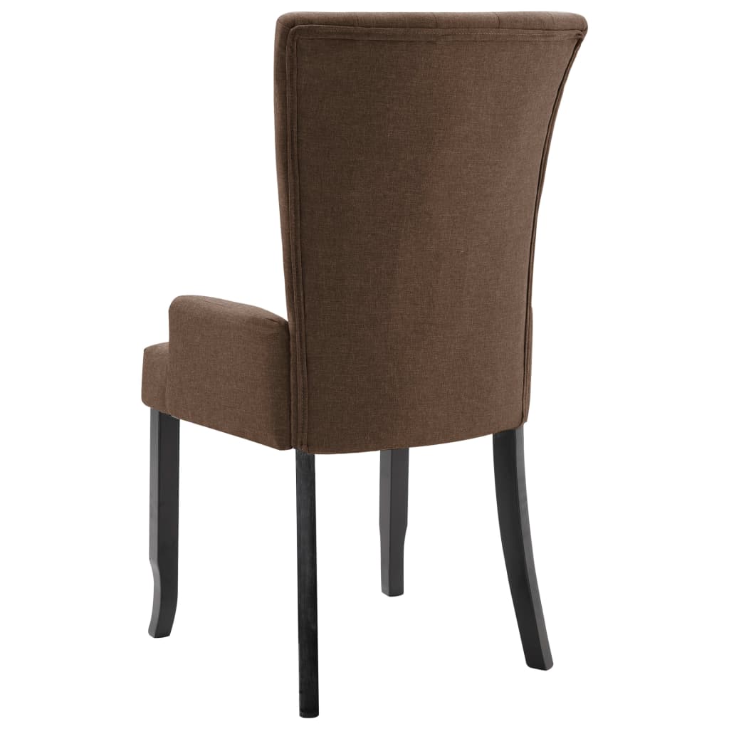 Dining Chairs with Armrests 6 pcs Brown Fabric