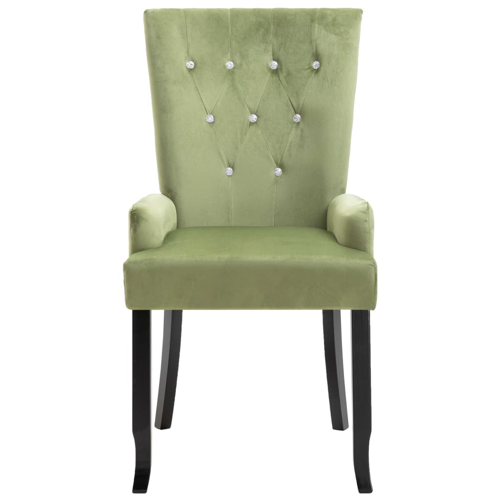 Dining Chair with Armrests 2 pcs Light Green Velvet