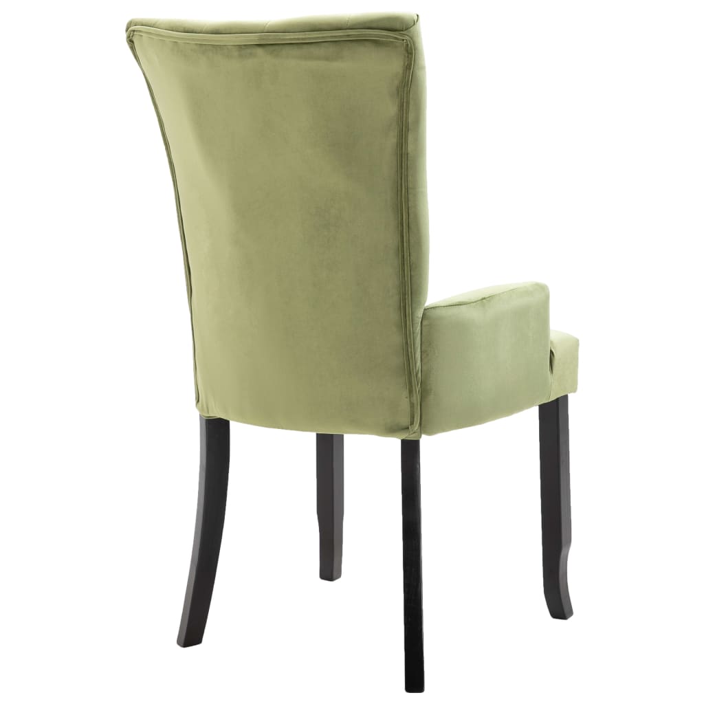 Dining Chair with Armrests 6 pcs Light Green Velvet