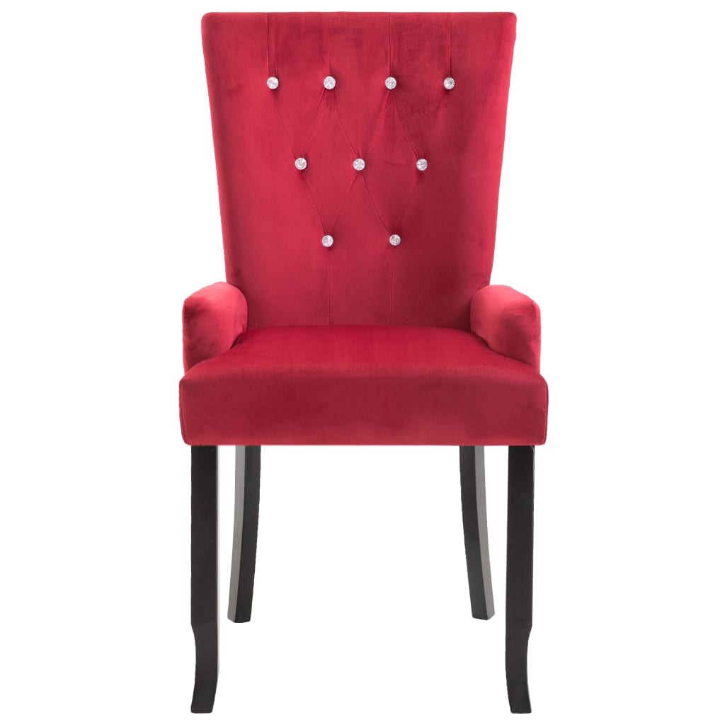 Dining Chair with Armrests 2 pcs Red Velvet