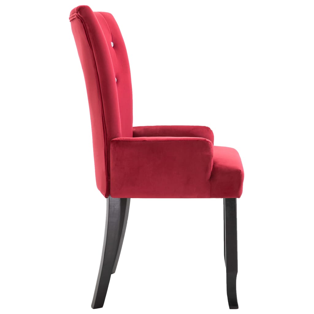 Dining Chair with Armrests 2 pcs Red Velvet