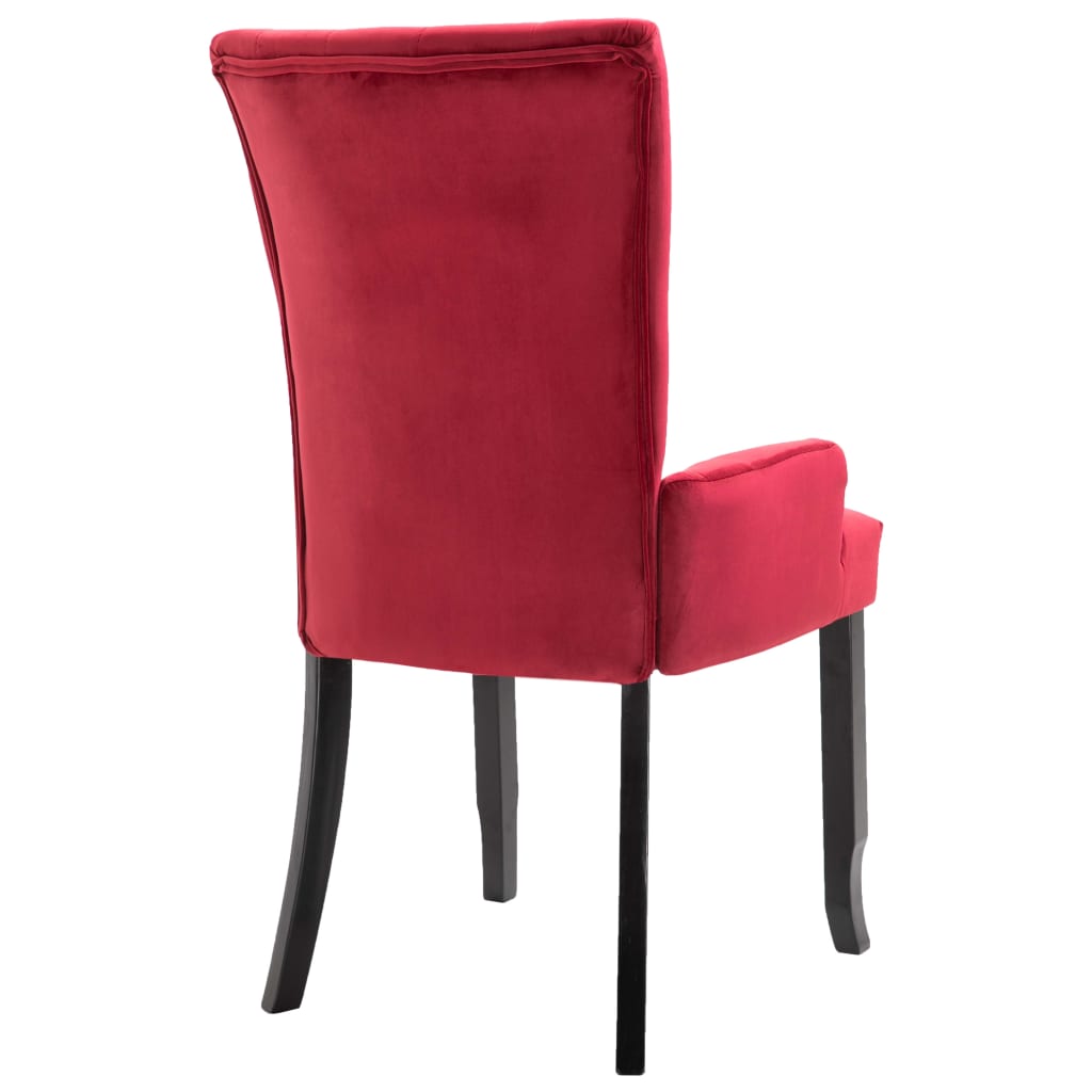 Dining Chair with Armrests 6 pcs Red Velvet