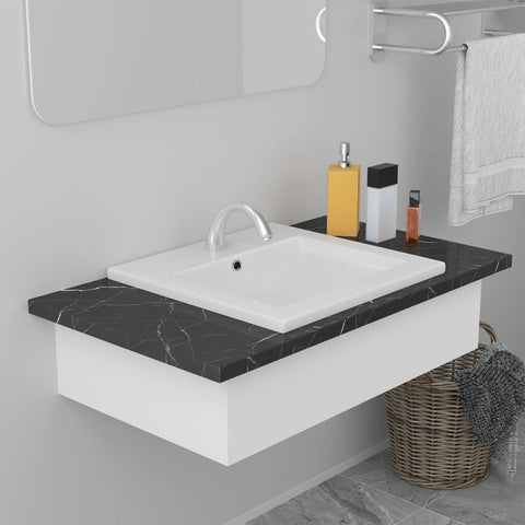 Built-In Bathroom Basin Ceramic White