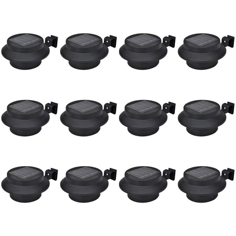 Outdoor Solar Fence Lamps 12 pcs LED Black