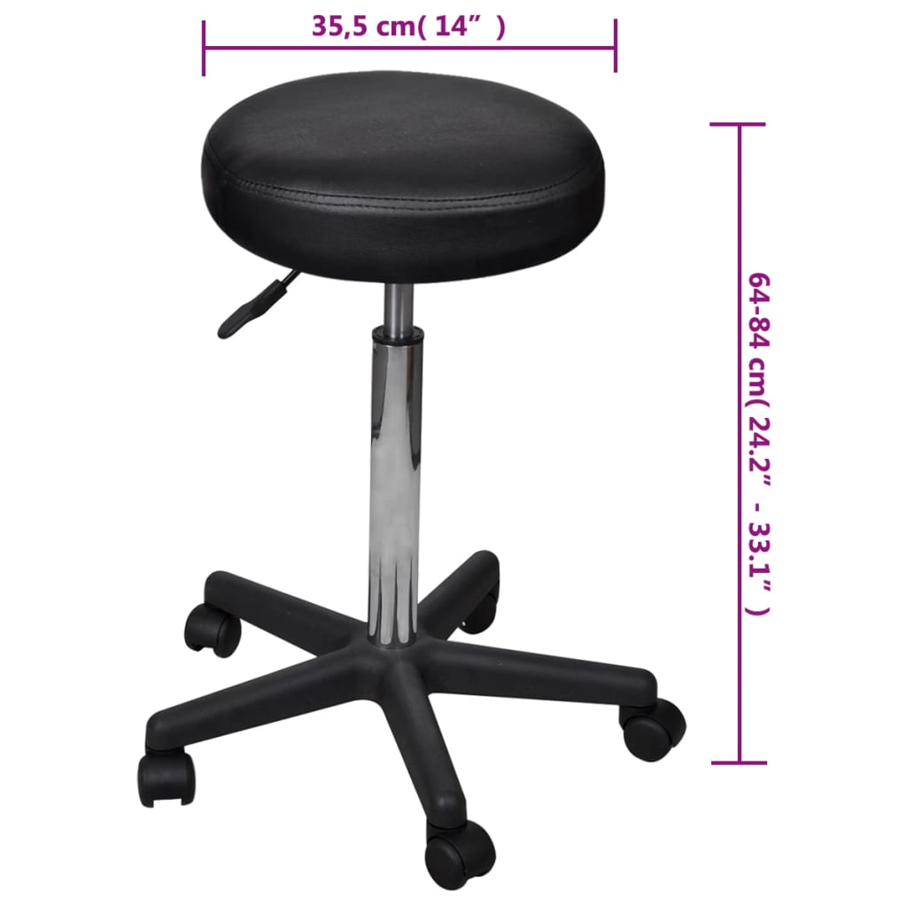 Office Stools 2 pcs Black Leather