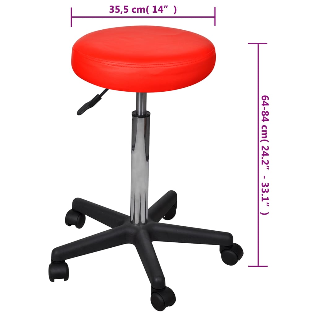 Office Stools 2 pcs Red Leather