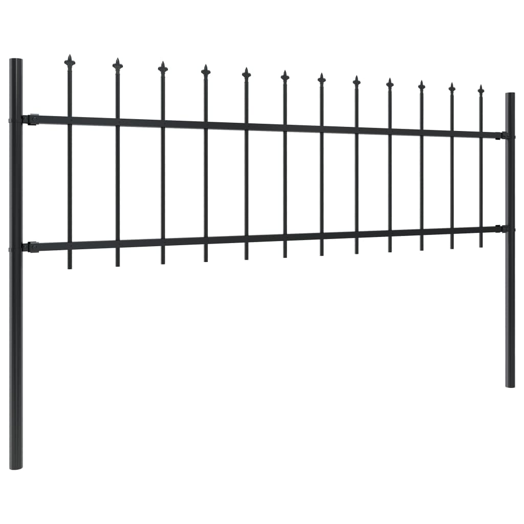 Garden Fence with Spear Top Steel Heavy Duty Black