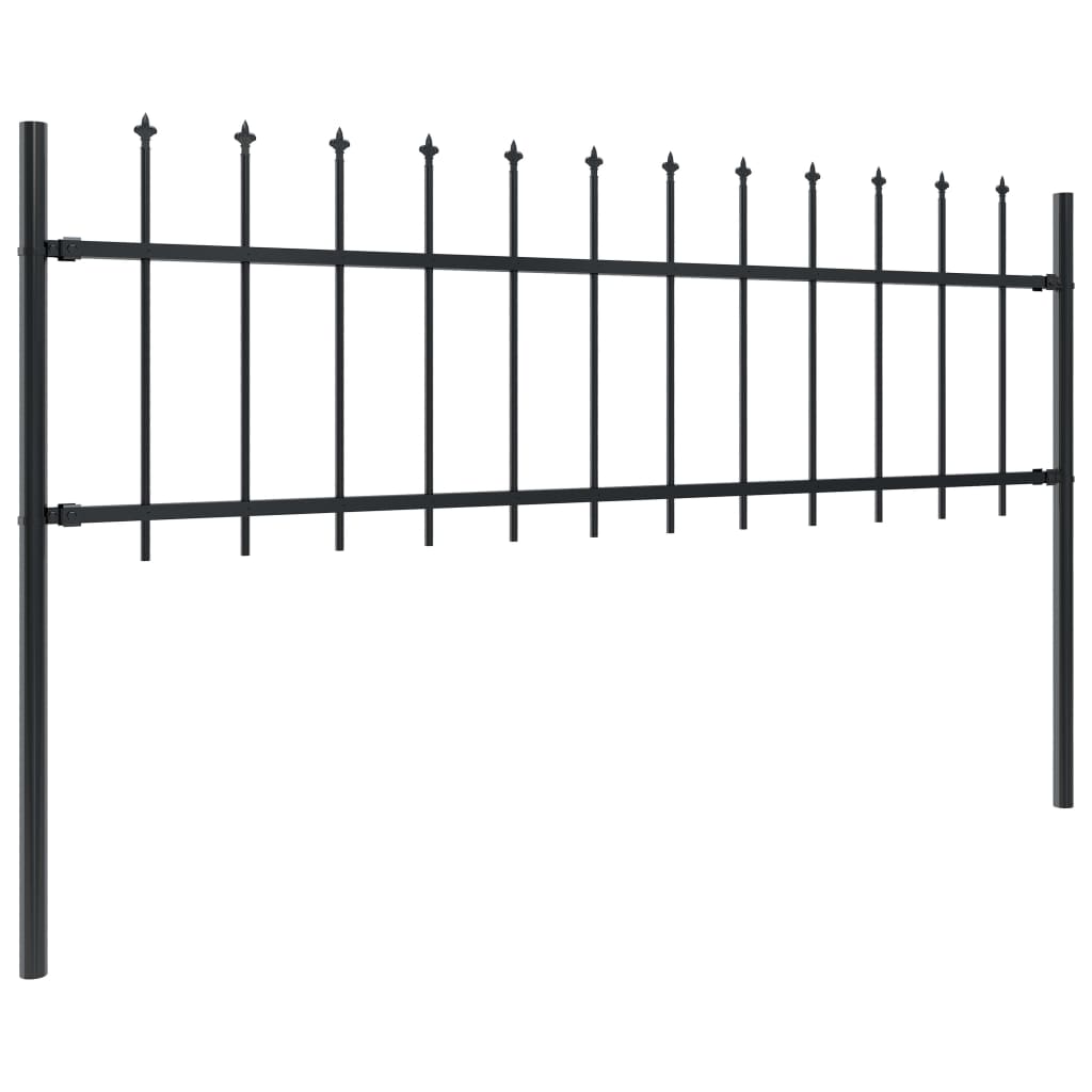 Garden Fence Secuirty with Spear Top Steel Black