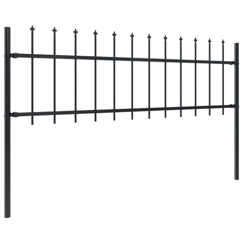 Garden Fence with Spear Top Steel Durable Black