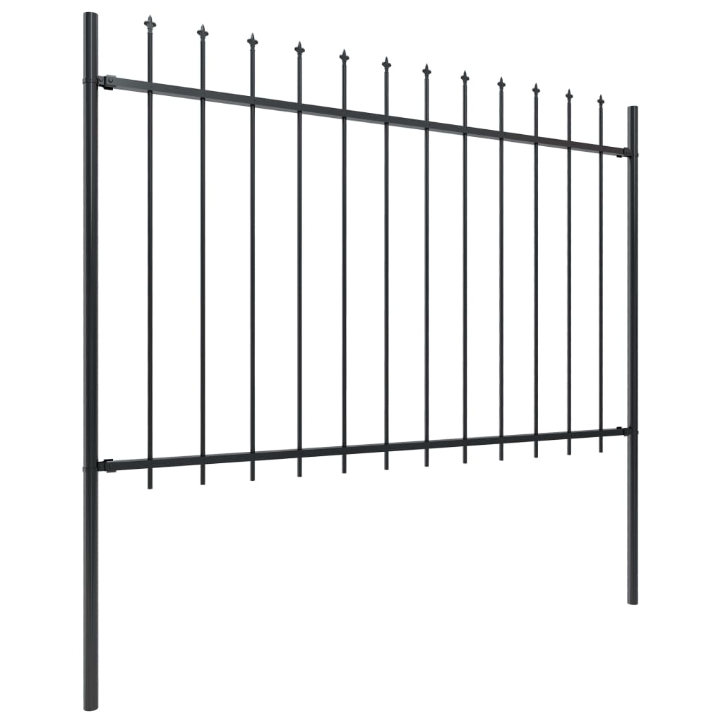 Garden Fence with Spear Top Steel,Black