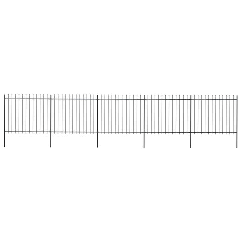 Garden Fence with Spear Top Steel Durable, Black