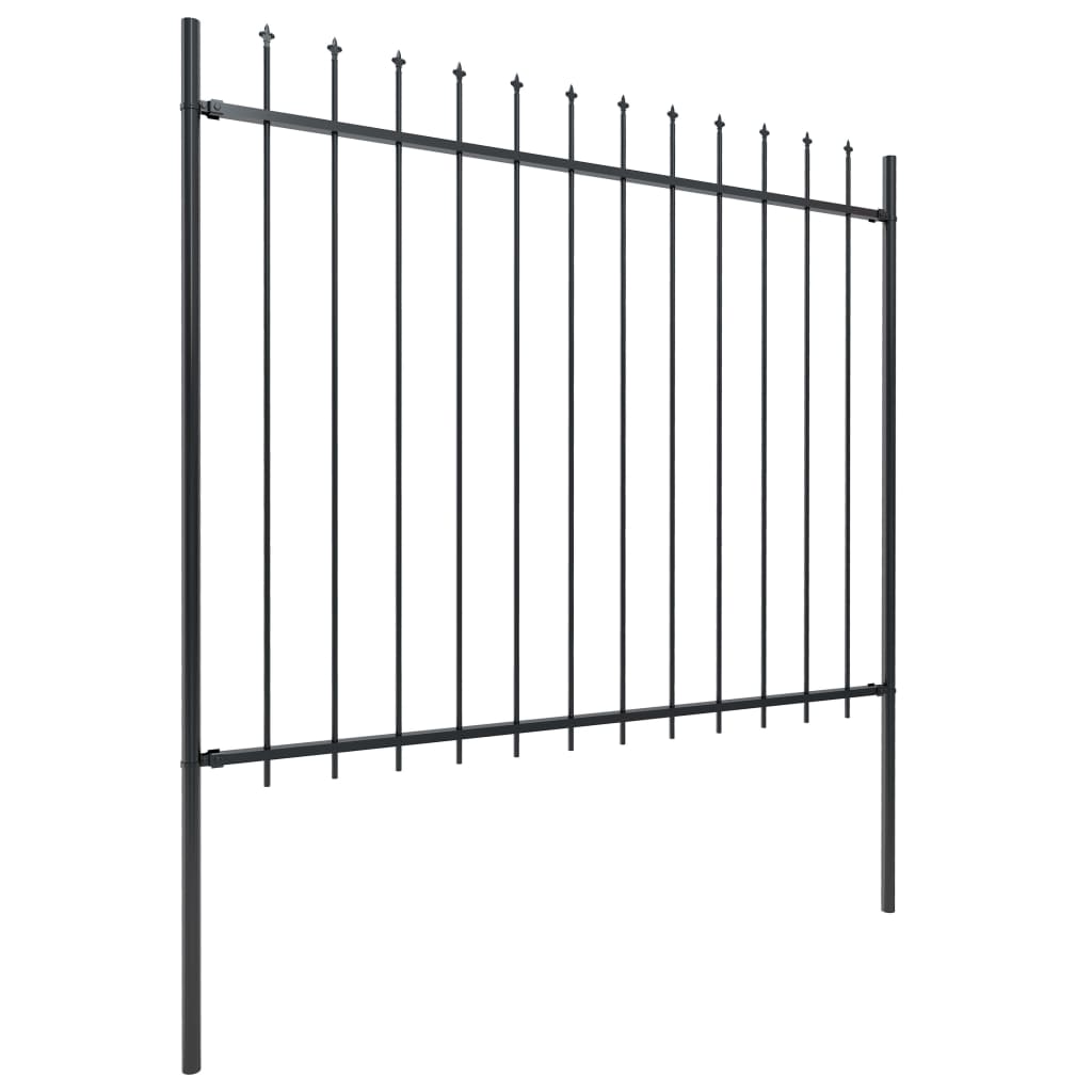 Garden Fence with Spear Top Steel Durable, Black