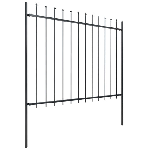 Garden Fence with Spear Top Steel Durable, Black