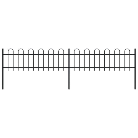 Garden Fence with Hoop Top Steel  Black