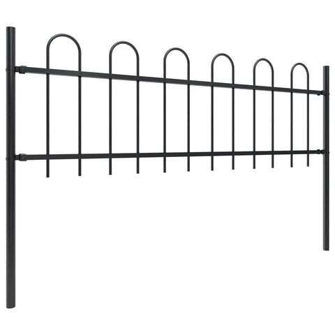 Garden Fence with Hoop Top Steel  Black