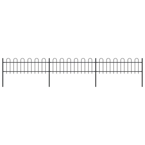 Garden Fence Outdoor with Hoop Top Steel -Black