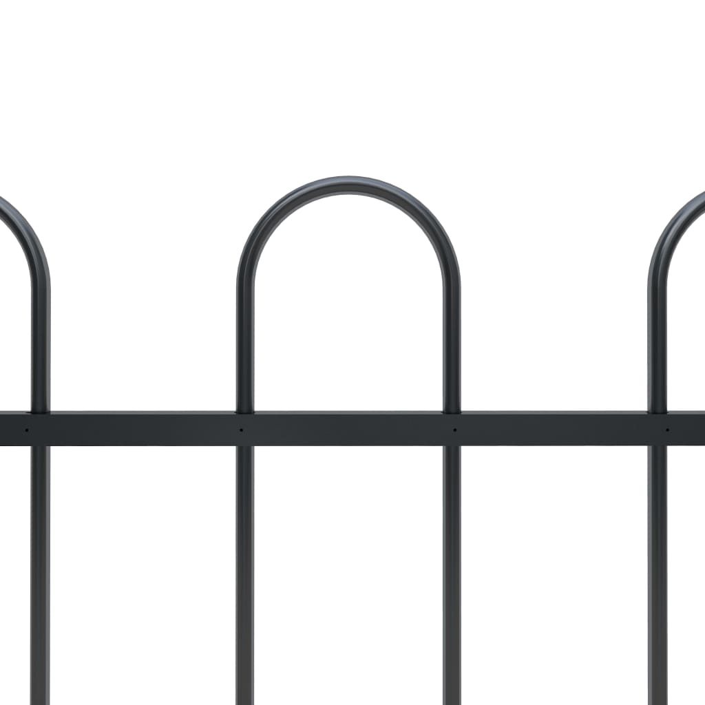 Garden Fence Outdoor with Hoop Top Steel -Black