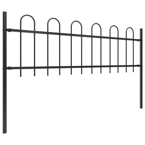 Garden Fence with Hoop Top Steel-Black