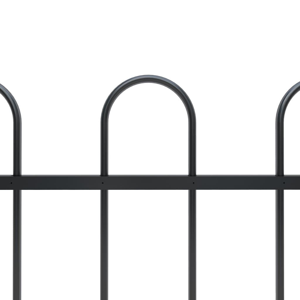 Garden Fence with Hoop Top Steel-Black