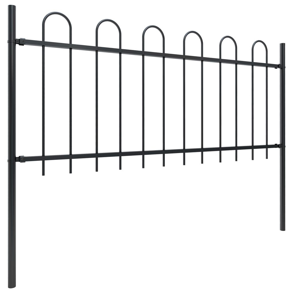 Garden Fence with Hoop Top Steel Study, Black