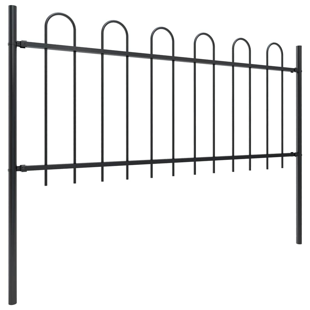 Garden Fence with Hoop Top Steel Study -Black