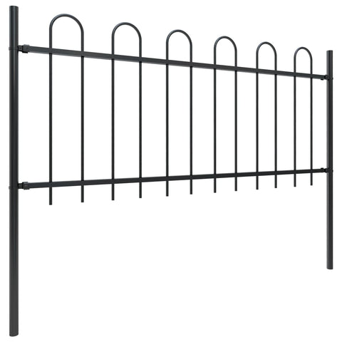 Garden Fence with Hoop Top Steel Durable -Black