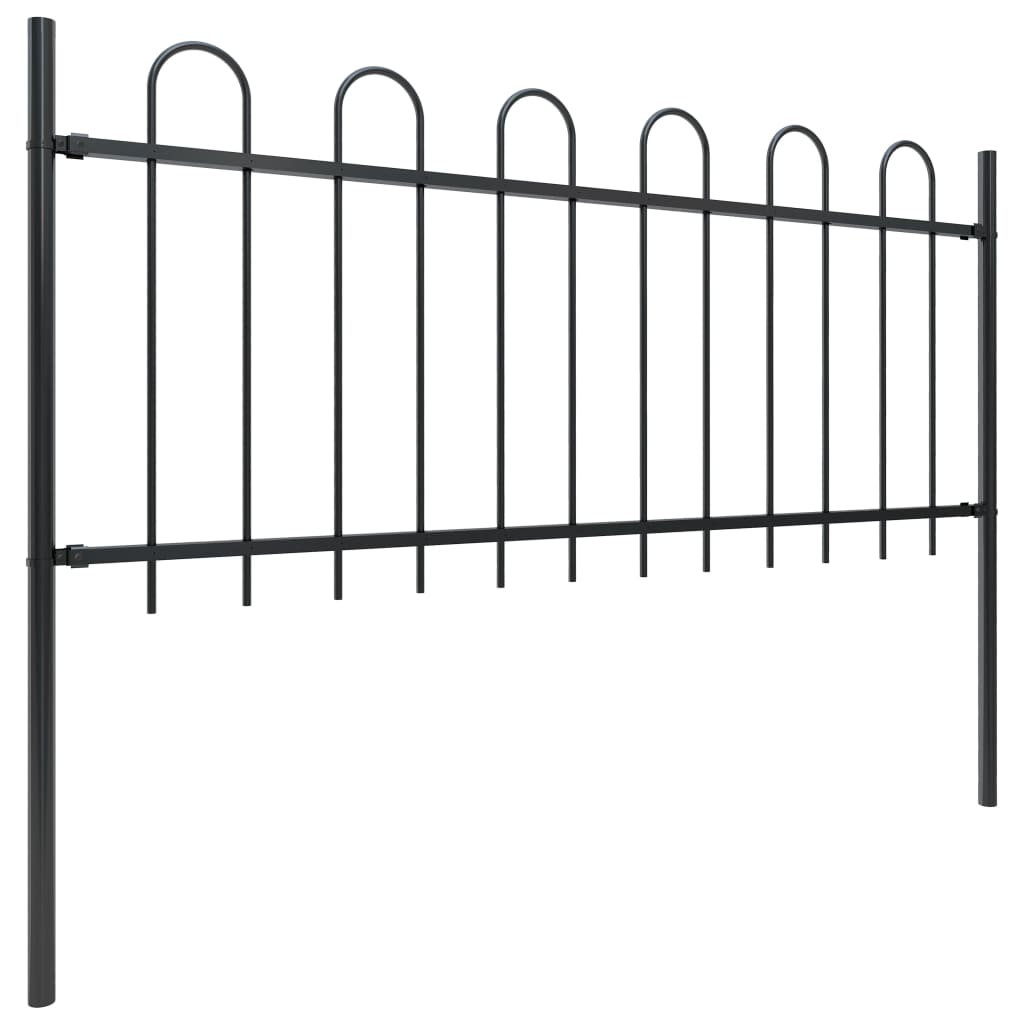 Garden Fence with Hoop Top Steel Secuirty Black