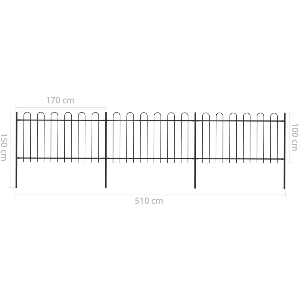 Garden Fence with Hoop Top Steel Durable