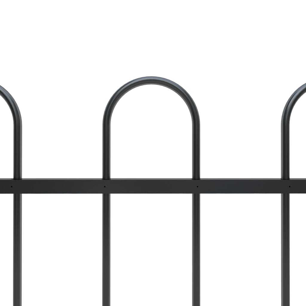 Garden Home Fence with Hoop Top Steel -Black