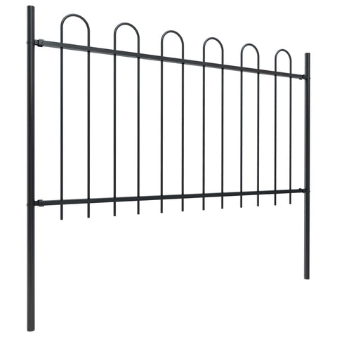 Garden Home Fence with Hoop Top Steel, Black