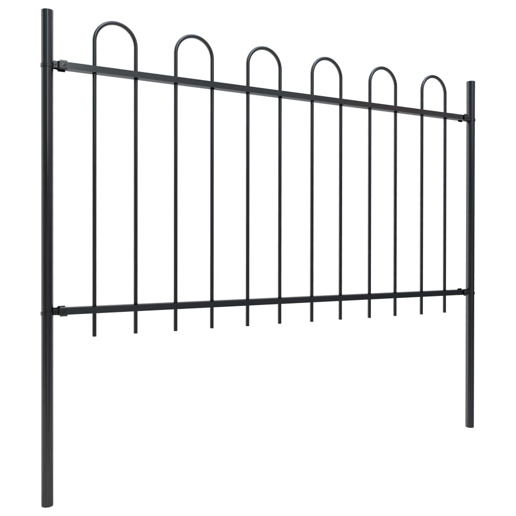 Garden Fence Outdoor with Hoop Top Steel ,Black